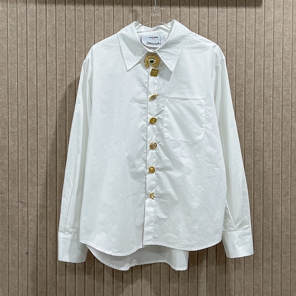 Classic White Shirt with Gold Accents